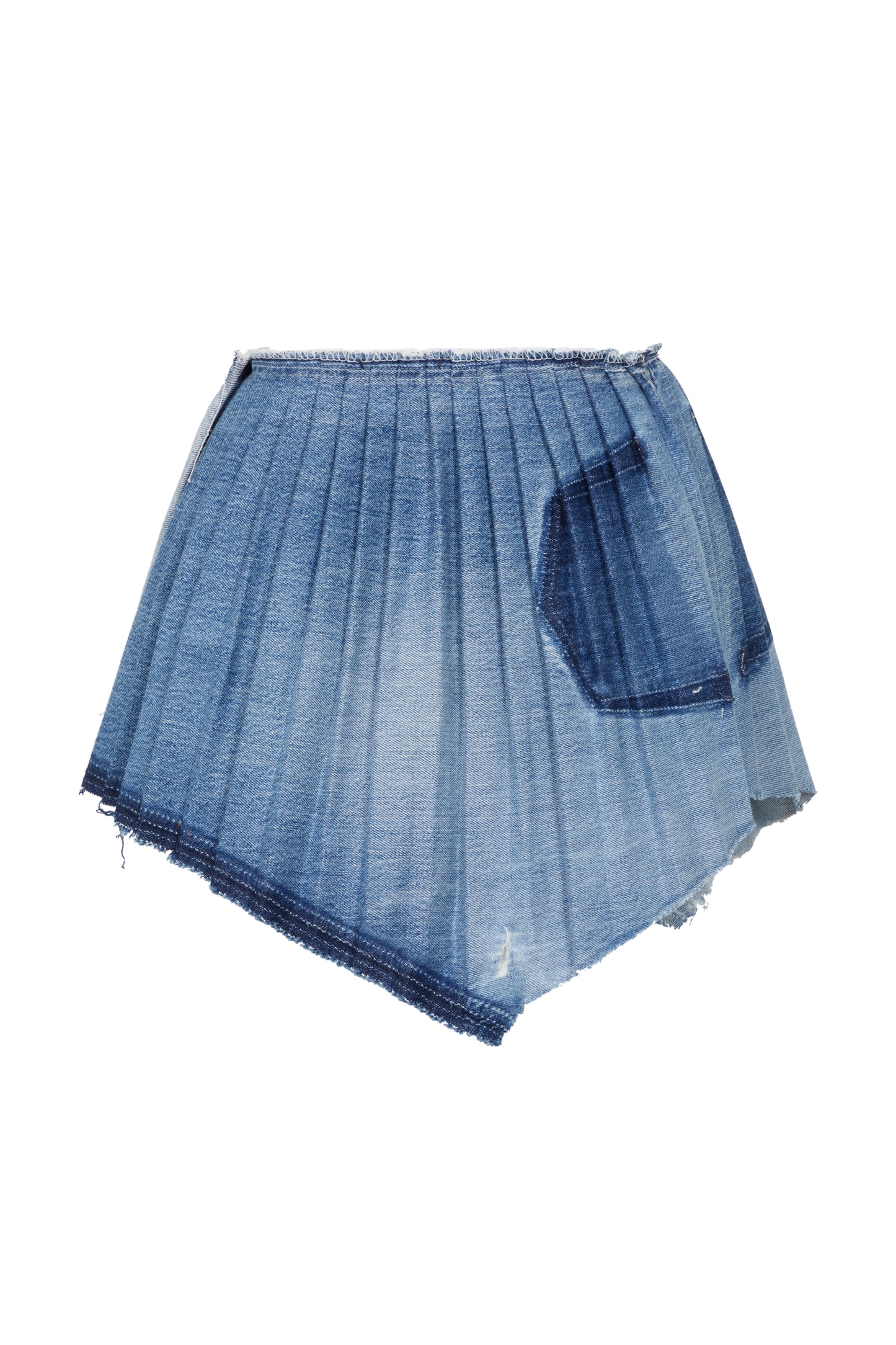 Upcycled Denim Pleated Mini Skirt